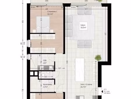 grand appartement rez-de-chaussée avec jardin privatif