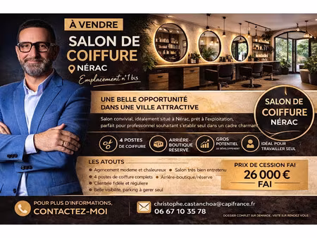 fonds de commerce à vendre nerac 2 pièce(s) 60m2 26 000€