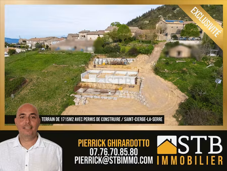 terrain avec permis et vue panoramique à saint-cierge-la-serre