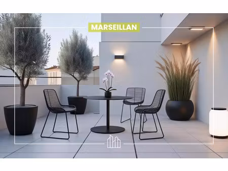 vente appartement neuf 3 pièces 57m2 marseillan - 215000 € - surface privée