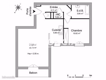 appartement 2 pièces 49 m²