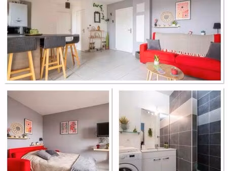 appartement t2 de 46 m² entièrement meublé  refait à neuf à genas – balcon  2 places de pa