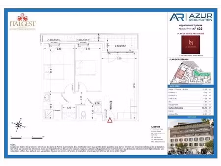 nouveau projet le mondial appartement trois pieces de 64 8 m2 au quatrieme etage dans un..