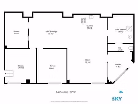 espace pro 167m²- lumineux - modulable- permis habitation ok