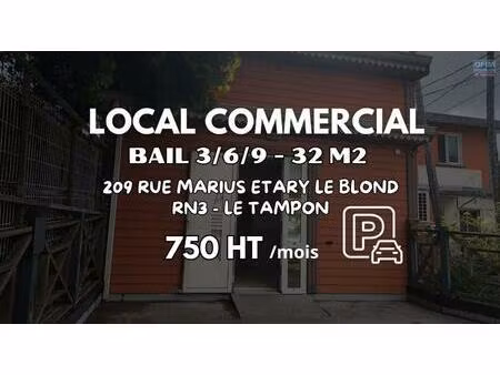 à louer – local commercial de 32 m2 rn3 au tampon | 750€ ht/mois
