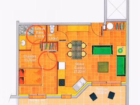 un appartement t2  avec terrasse et parking  a perpignan sud