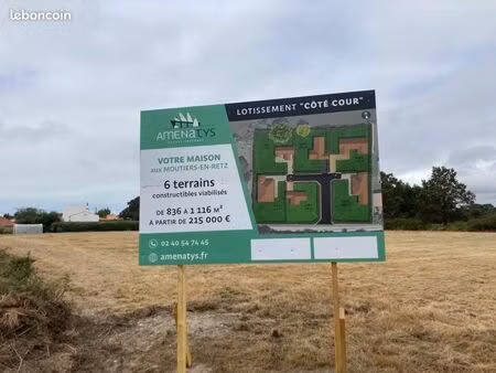 terrain 836 m² moutiers en retz