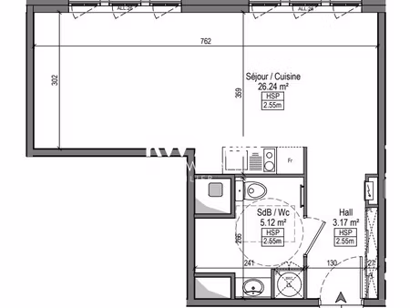 location appartement 1 pièce 34m² marquette lez lille 59520