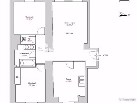 appartement 3 pièces 74 m²