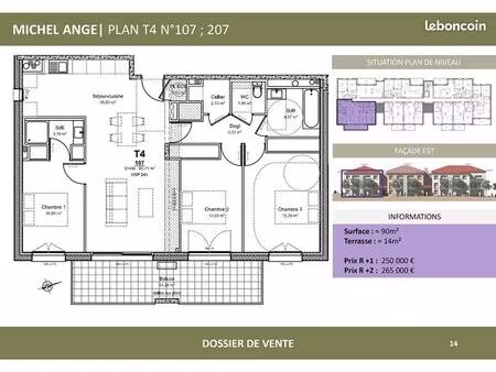 appartement 4 pièces 90 m²