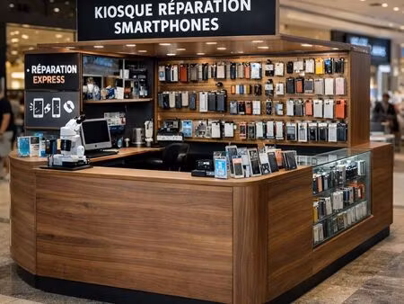 ? kiosque réparation smartphones à vendre – galerie commerciale à fort passage