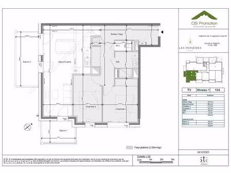 appartement 3 pièces 71 m²