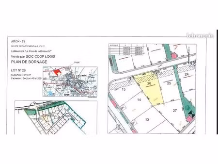 terrain 619 m² aron