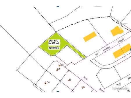 terrain constructible viabilisé de 688 m² – fontaine-henry