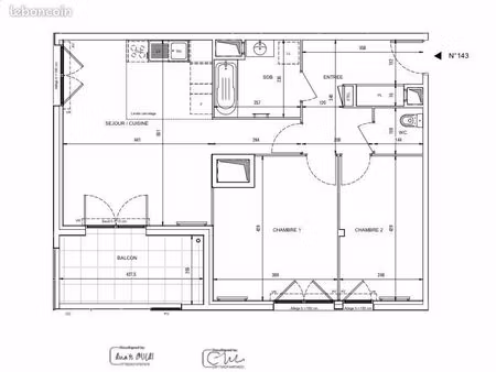 appartement 3 pièces 69 m²