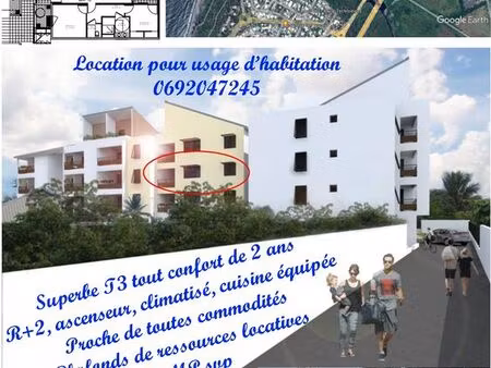 loue t3 standing neuf  tout équipé  clim  ascenseur  digicode