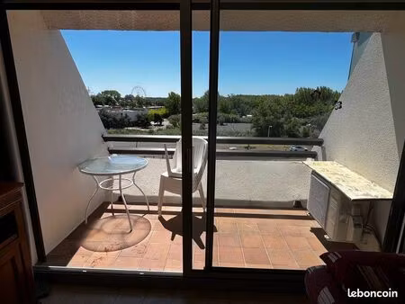 studio cabine - 6 couchages - terrasse - piscine - le lagon bleu