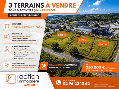 vente terrain 5561 m² à lannion (22300)  371 000 €
