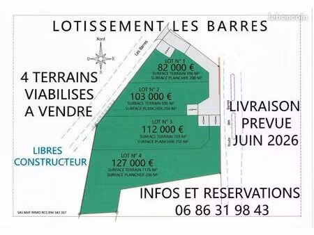 terrain à bâtir 595 m²