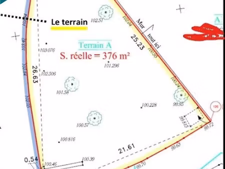 vente terrain 376 m² à voiron (38500)  108 000 €