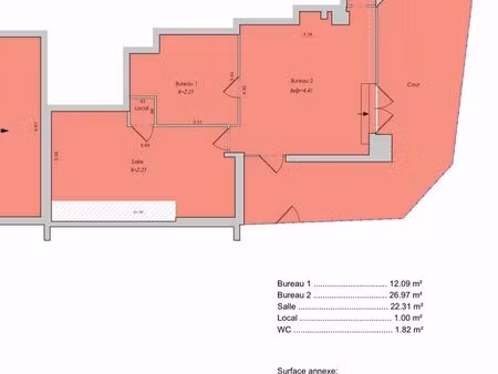 bureaux 65 m² paris 20ème