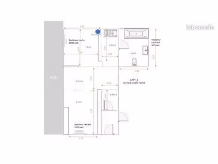 location d’un t1 rdc de 32m2
