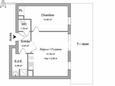 appartement 2 pièces 44 m²