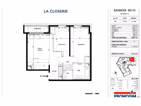 location appartement  m² t-3 à sannois  1 280 €