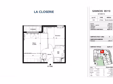 location appartement  m² t-2 à sannois  1 070 €