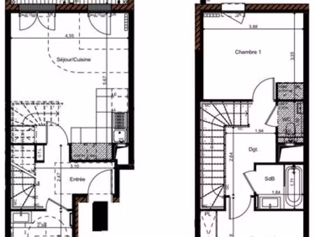 duplex de luxe de 2 chambres en vente suresnes  île-de-france