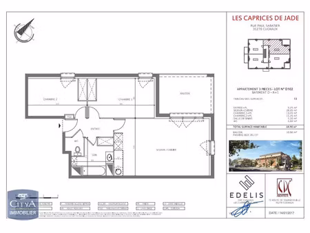 appartement à louer 3 pièces 64.9 m² - cugnaux (31) - 801€