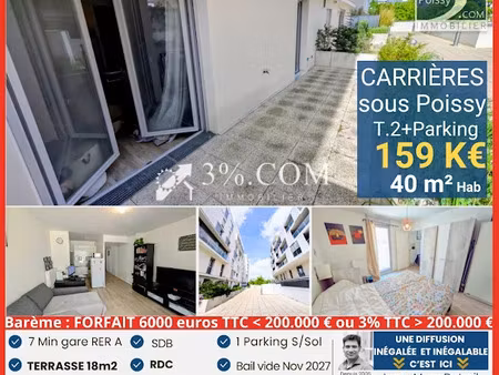 vente appartement 2 pièces 40 m² à carrières-sous-poissy (78955)  159 000 €
