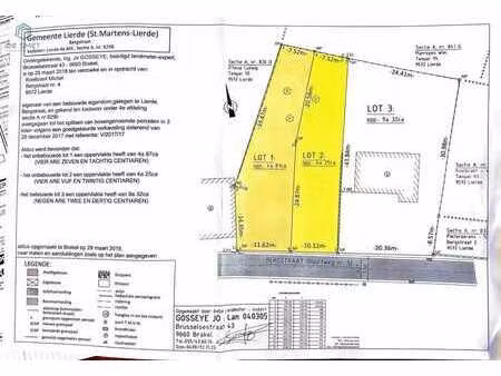 terrain à vendre avec permis et plans à lierde.