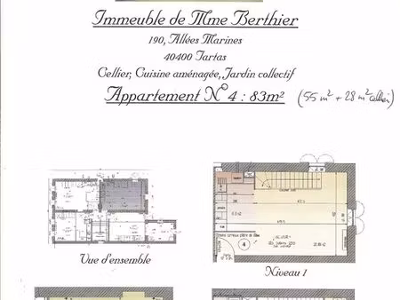 tartas allées marines : t3 en duplex de 51m2 avec en plus un cellier de 28 m2 et un jardin