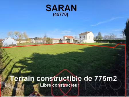 vente terrain 775 m² saran (45770)