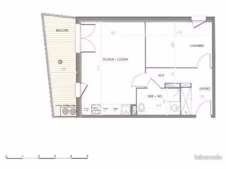 t2 45m2 + balcon 10m2 + parking ss sol fermé