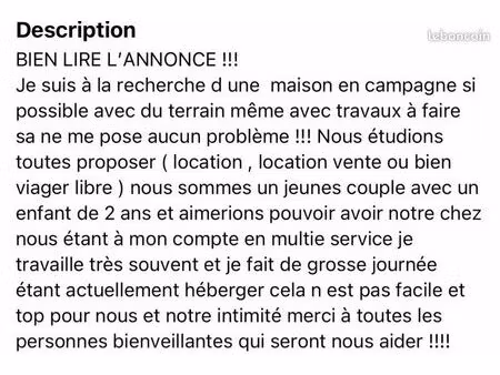 recherche d une maison urgent ‼️