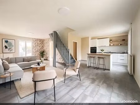 maison 5 chambres & 1 bureau  1 garage  134 m2 rénovée intégralement + terrain 1100m2