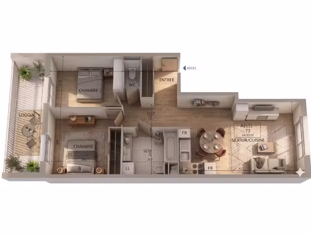 appartement à vendre la courneuve 3 pièce(s) 65m2 305 000€