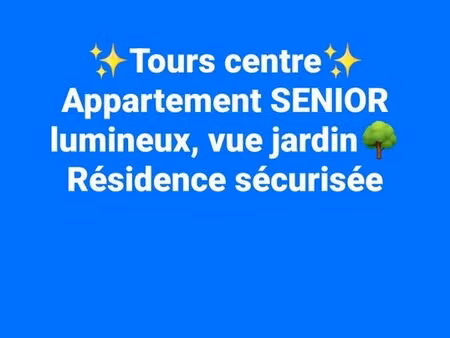senior à tours centre ville - f1bis lumineux vue jardin - 630 cc