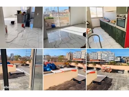 toujours disponible t3 70m2 carrez avec terrasse plein ciel de 50m2 et loggia ouverte de 7