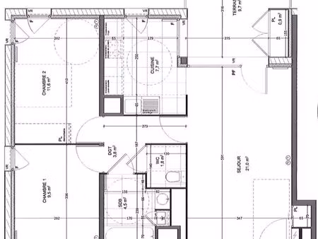 t3 récent 60m2 + terrasse 11m2 + parking