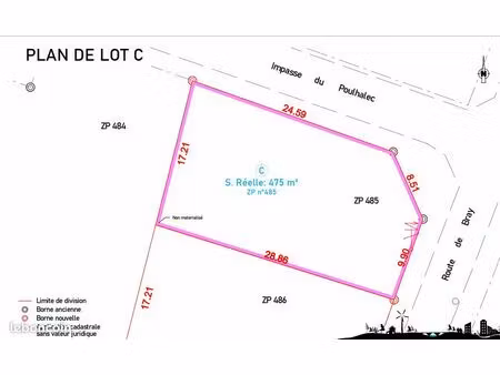 terrain constructible – 475 m² – berric (56) – 80 000