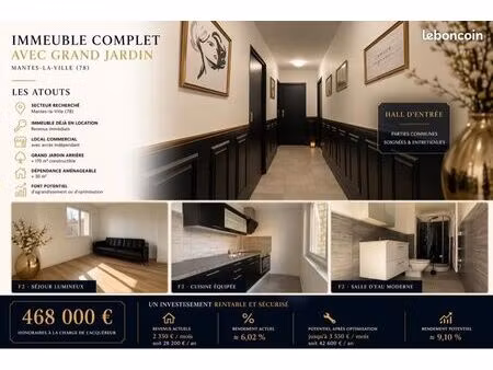 immeuble avec grand jardin constructible et local commercial