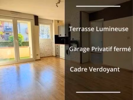 t2 43m² - terrasse & box fermé – proche airbus