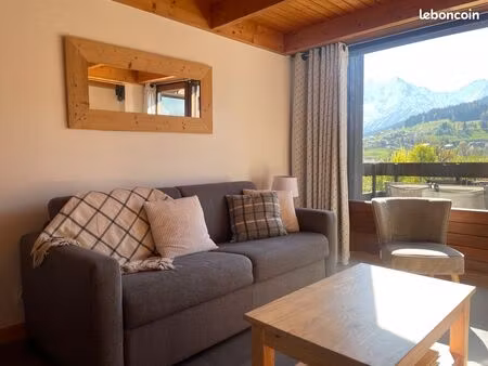 appartement t2 de 31 m2 avec terrasse vue mont-blanc au centre de combloux