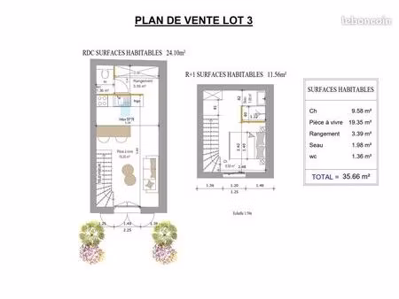 duplex 2 pièces 36 m²