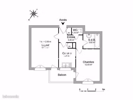 appartement 2 pièces 44 m²