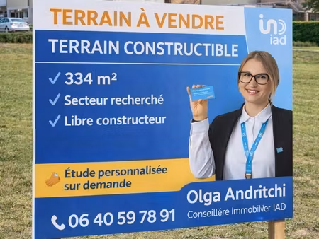 vente terrain à bâtir 334 m²