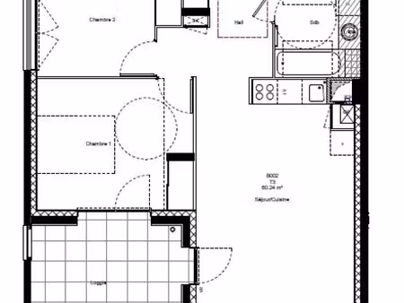 appartement 3 pièces 60 m²